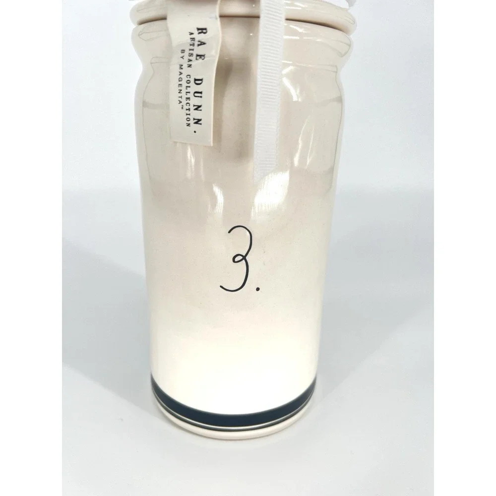 NEW Rae Dunn #3 Three Ceramic Canister with Black Ribbon 9